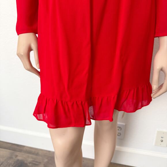 [Reformation] Red Square Neck Long Sleeve Silves Mini Dress NWT Velvet Belt 12 - Picture 5 of 11